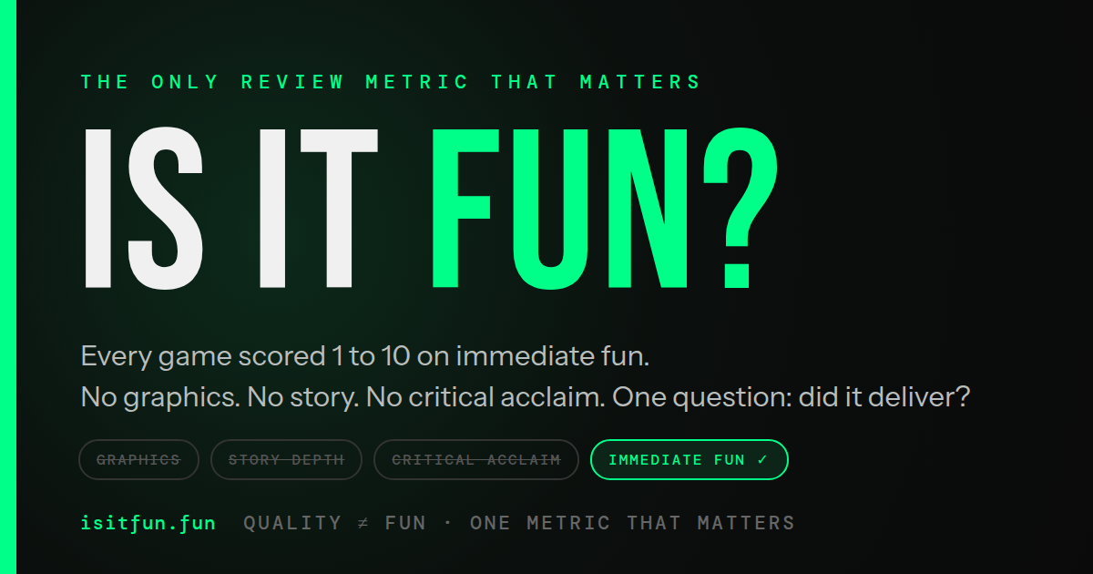 IsItFun: every game scored 1 to 10 on immediate fun, not quality